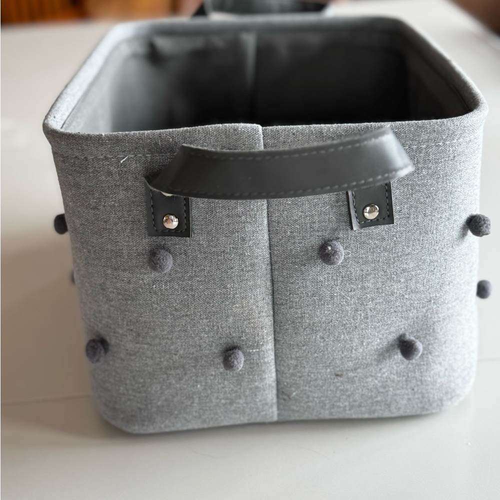 JM Collection Gray Fabric Basket